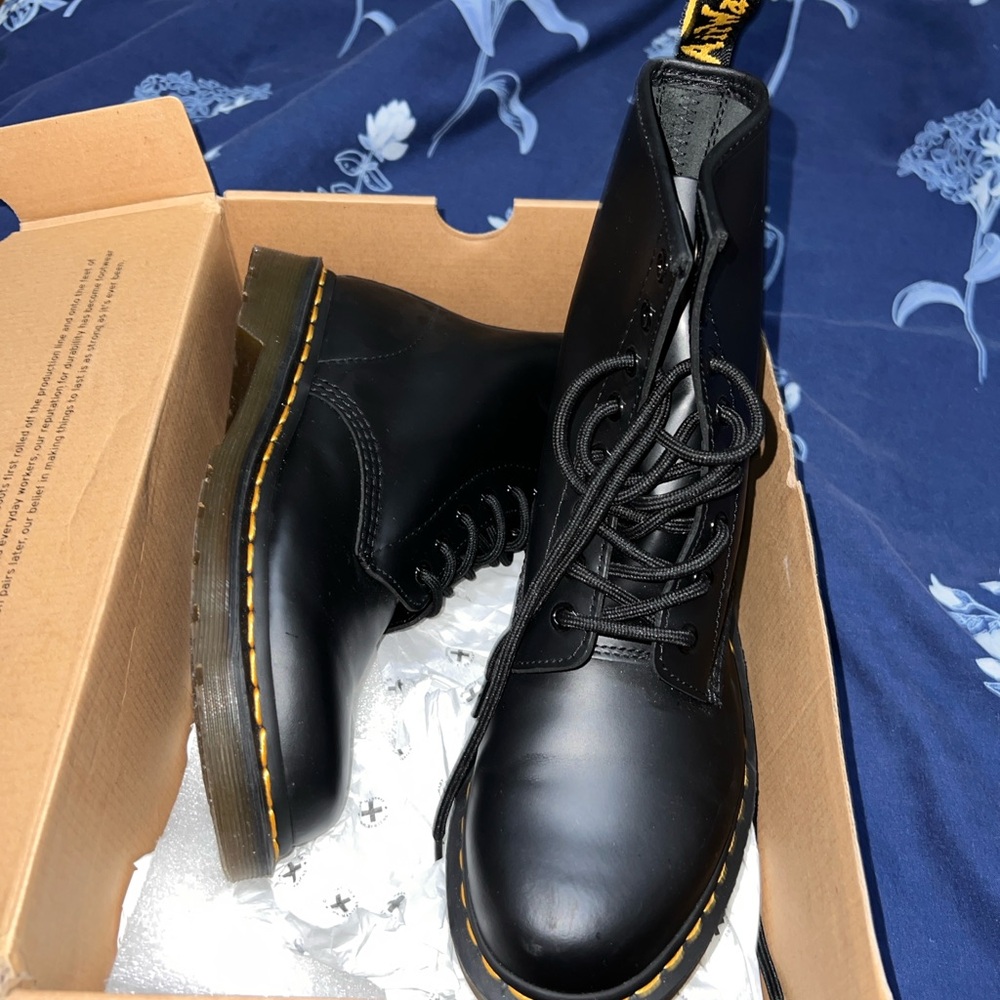 Dr. Martens Black Boots with Yellow Stitching
